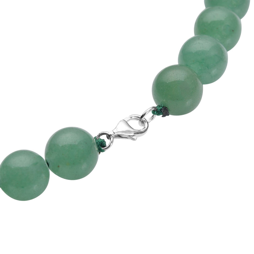 Grüne Aventurin Halskette, ca. 45 cm, 925 Silber rhodiniert ca. 306,00 ct