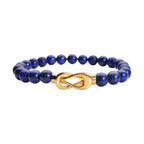 Lapislazuli Armband, ca. 20 cm, Edelstahl goldfarben ca. 112.50 ct