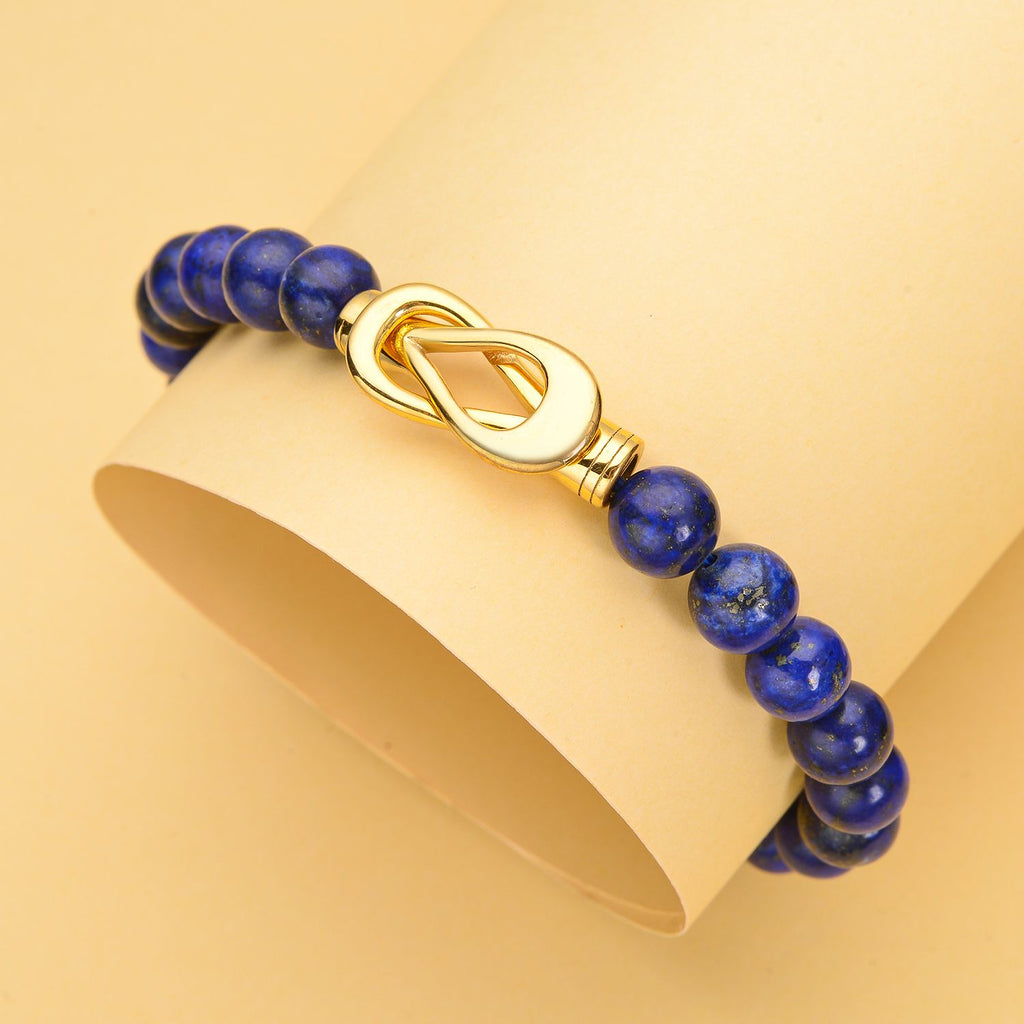 Lapislazuli Armband, ca. 20 cm, Edelstahl goldfarben ca. 112.50 ct