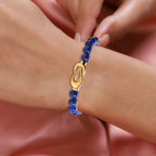 Lapislazuli Armband, ca. 20 cm, Edelstahl goldfarben ca. 112.50 ct