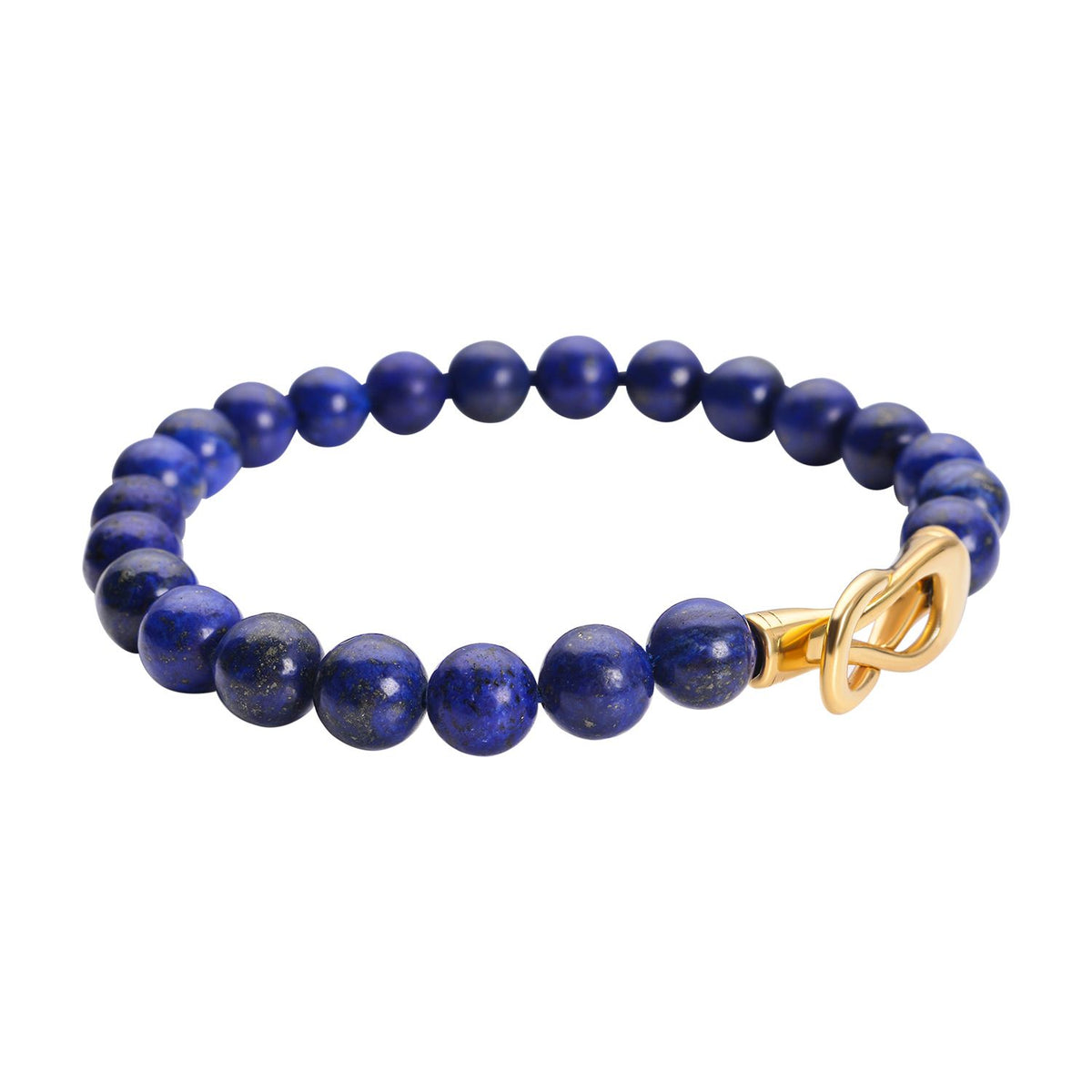 Lapislazuli Armband, ca. 20 cm, Edelstahl goldfarben ca. 112.50 ct