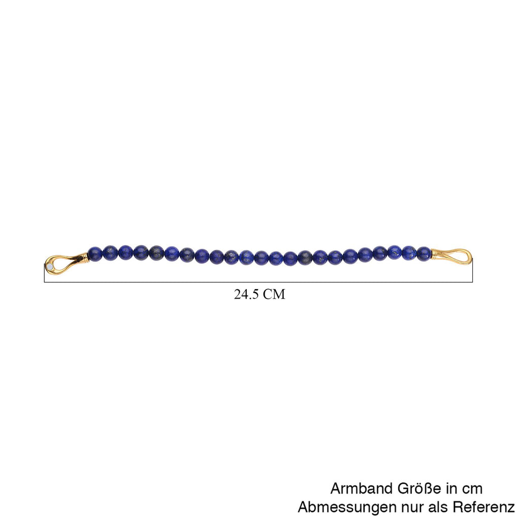 Lapislazuli Armband, ca. 20 cm, Edelstahl goldfarben ca. 112.50 ct