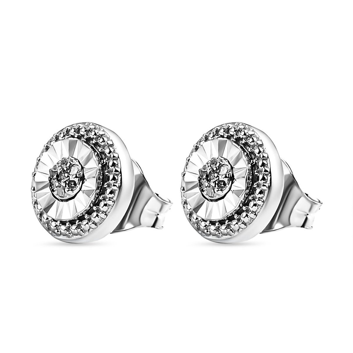 Weiße Diamant-Ohrstecker, 925 Silber platiniert ca. 0.05 ct