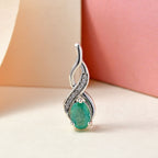 Kagem sambischer Smaragd und Zirkon Anhänger, 925 Silber platiniert, ca. 0.79 ct