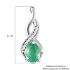 Kagem sambischer Smaragd und Zirkon Anhänger, 925 Silber platiniert, ca. 0.79 ct