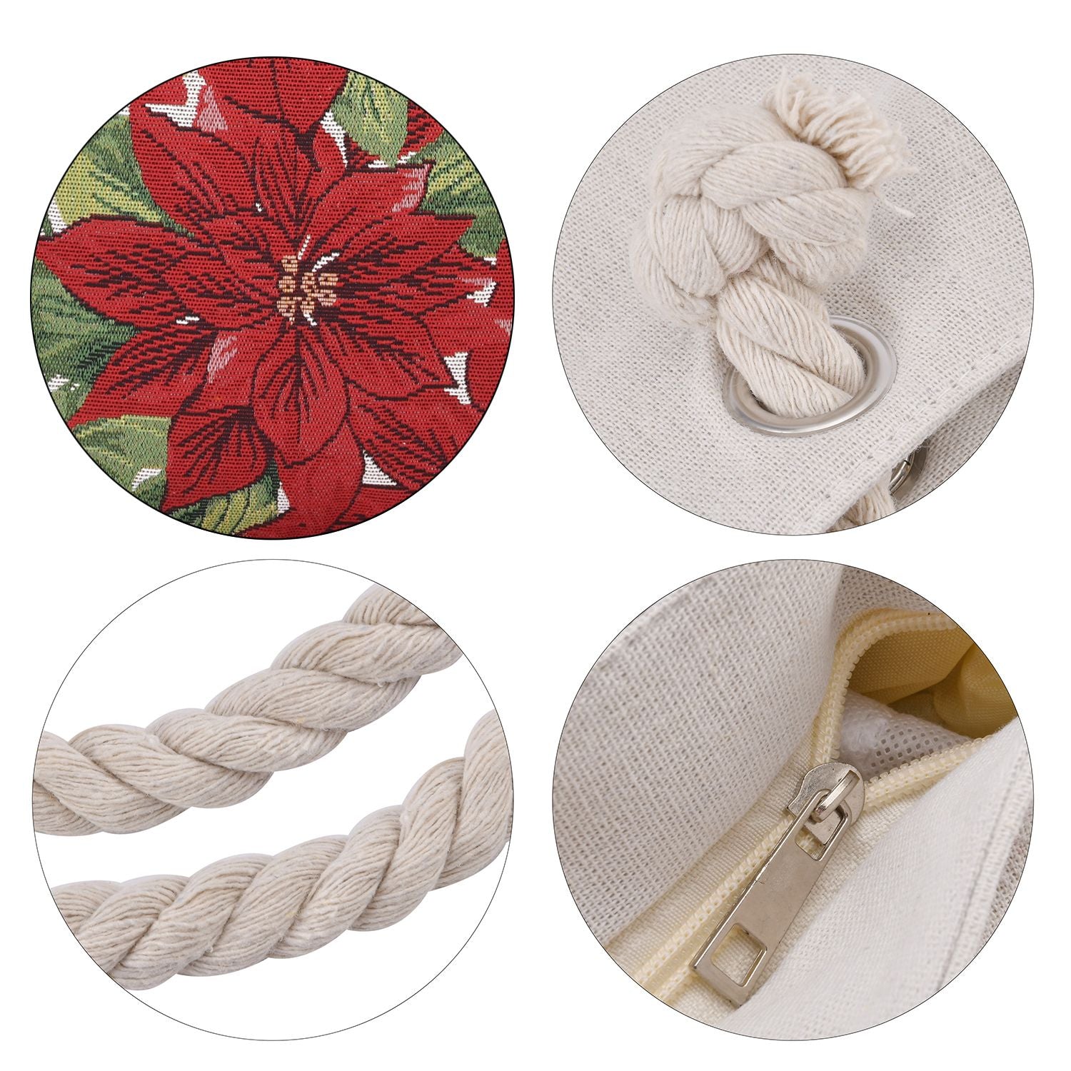 Jacquard gewebte Jute-Tasche mit Amaryllis Design, 42x34 cm