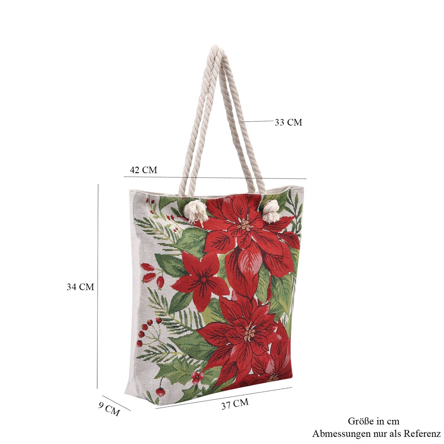 Jacquard gewebte Jute-Tasche mit Amaryllis Design, 42x34 cm