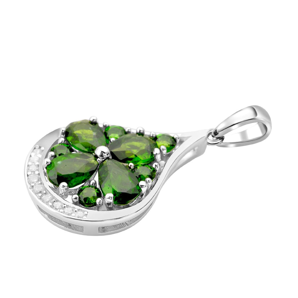 Natürlicher Chromdiopsid Anhänger, 925 Silber rhodiniert ca. 2.29 ct