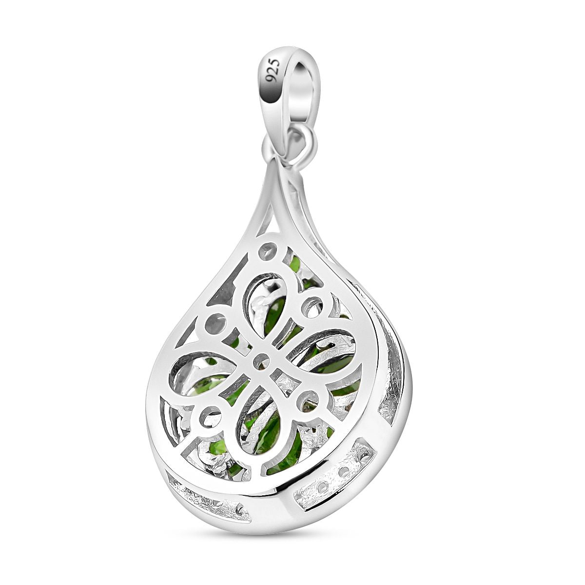 Natürlicher Chromdiopsid Anhänger, 925 Silber rhodiniert ca. 2.29 ct