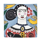 Frieda Kahlo Besticktes Kissenbezug aus 100% Baumwolle, 43x43 cm, Blau