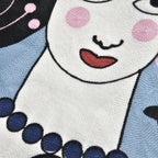 Frieda Kahlo Besticktes Kissenbezug aus 100% Baumwolle, 43x43 cm, Blau