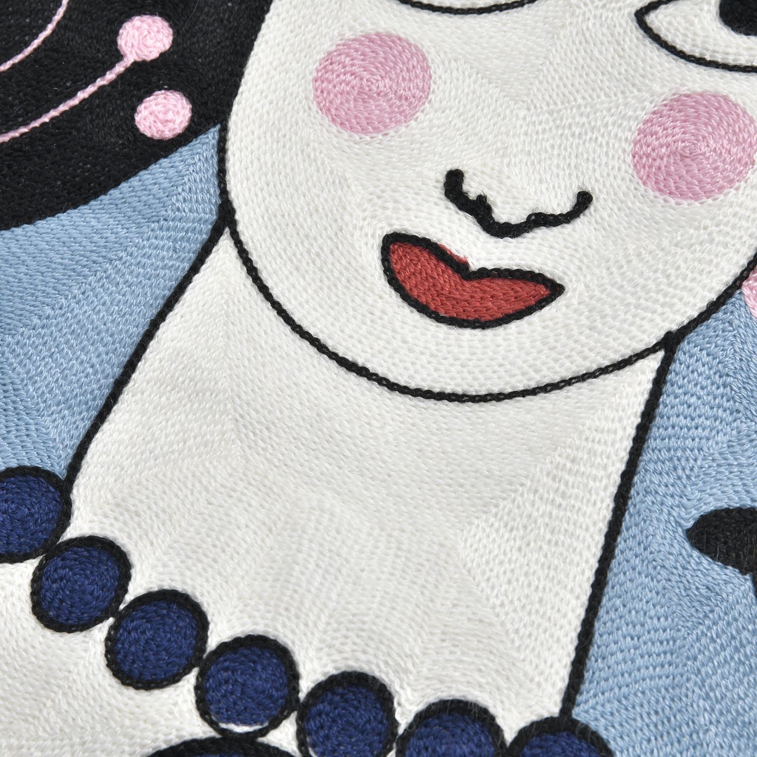 Frieda Kahlo Besticktes Kissenbezug aus 100% Baumwolle, 43x43 cm, Blau