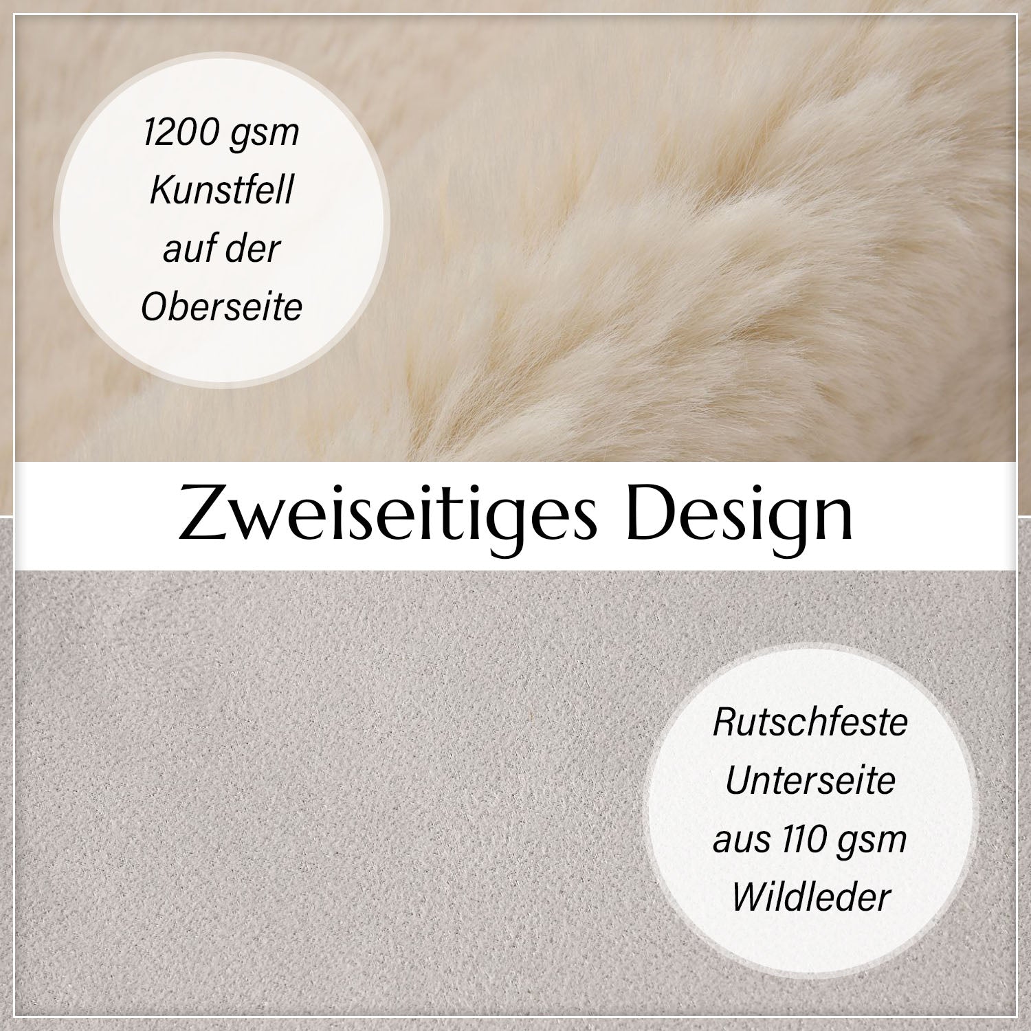 Luxury Edition: Supersoft Kunstfell Teppich, 160x230 cm, 1200 GSM, Elfenbein
