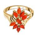 Purpurroter Feueropal-Ring, 925 Silber vergoldet (Größe 17.00) ca. 0.84 ct