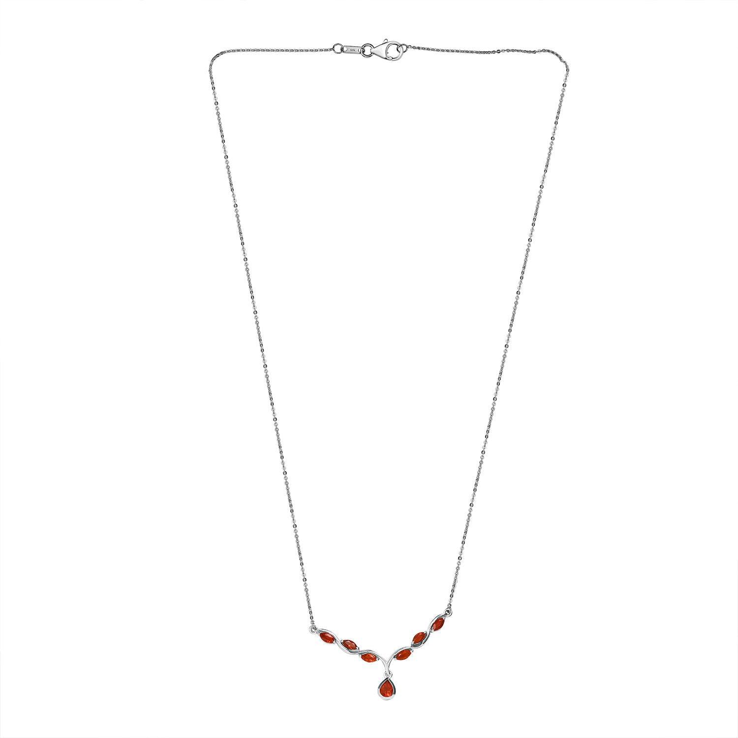 Purpurrotes Feueropal Collier, ca. 50 cm, 925 Silber platiniert ca. 0.75 ct