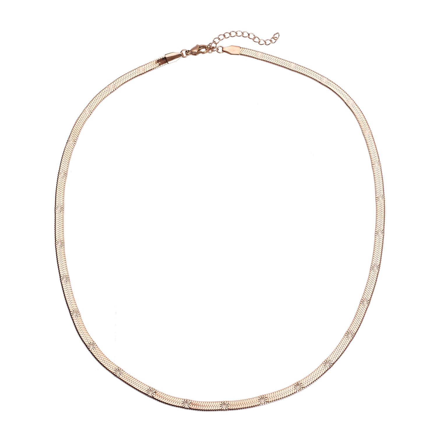 Strukturierte Fischgräten-Gliederkette, ca. 50 cm, 316L Edelstahl roséfarben ca. 10,90g