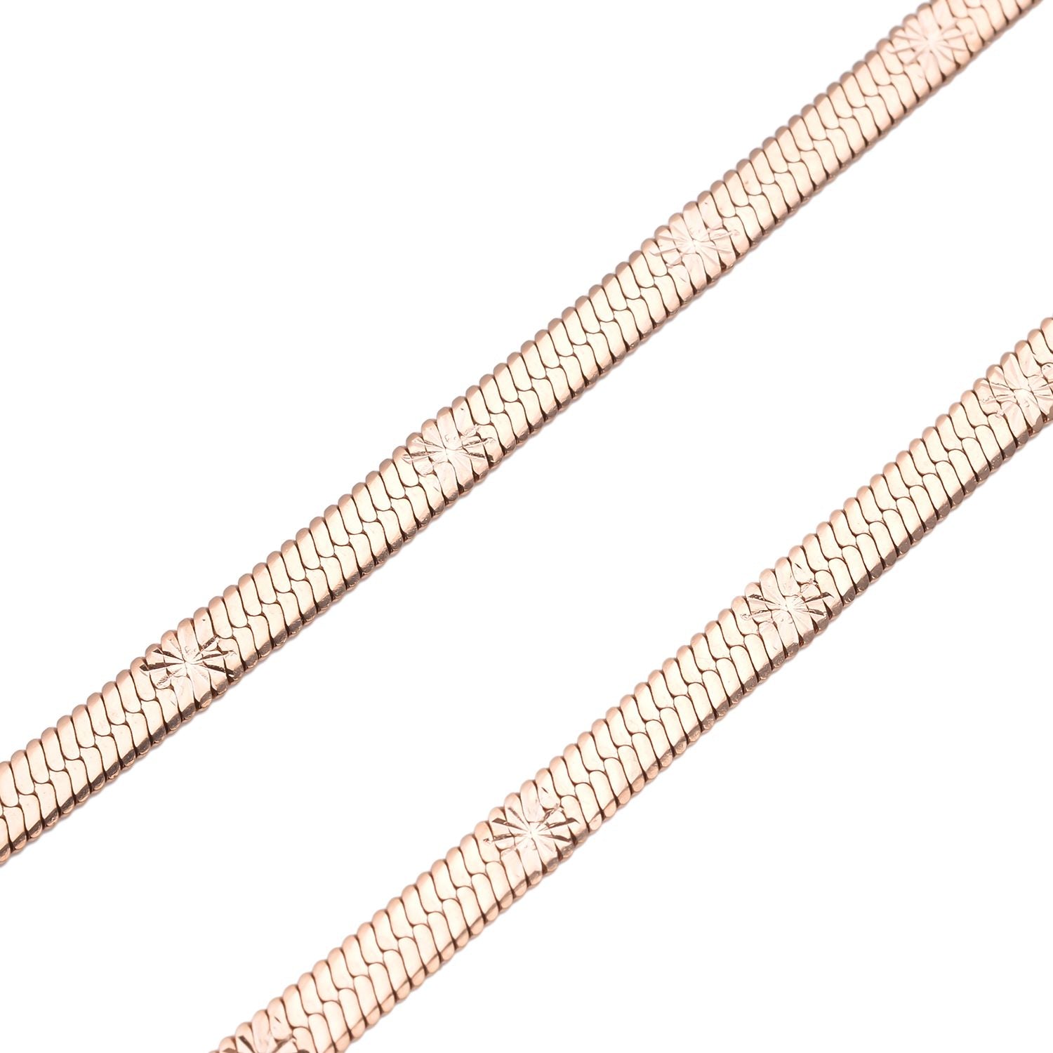 Strukturierte Fischgräten-Gliederkette, ca. 50 cm, 316L Edelstahl roséfarben ca. 10,90g