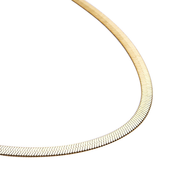 Seidige Fischgräten-Gliederkette, ca. 45 cm, 316L Edelstahl Goldfarben ca. 20,20g
