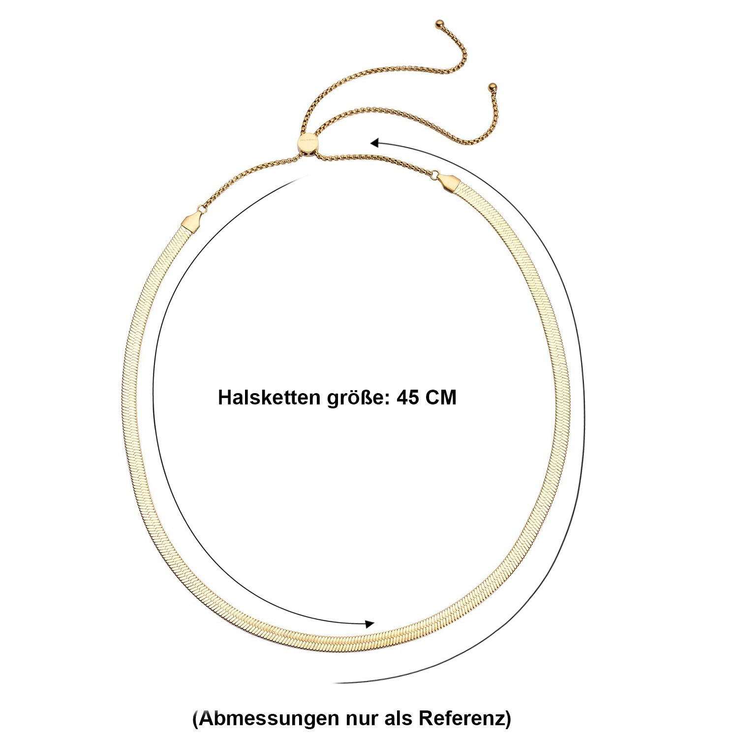 Seidige Fischgräten-Gliederkette, ca. 45 cm, 316L Edelstahl Goldfarben ca. 20,20g