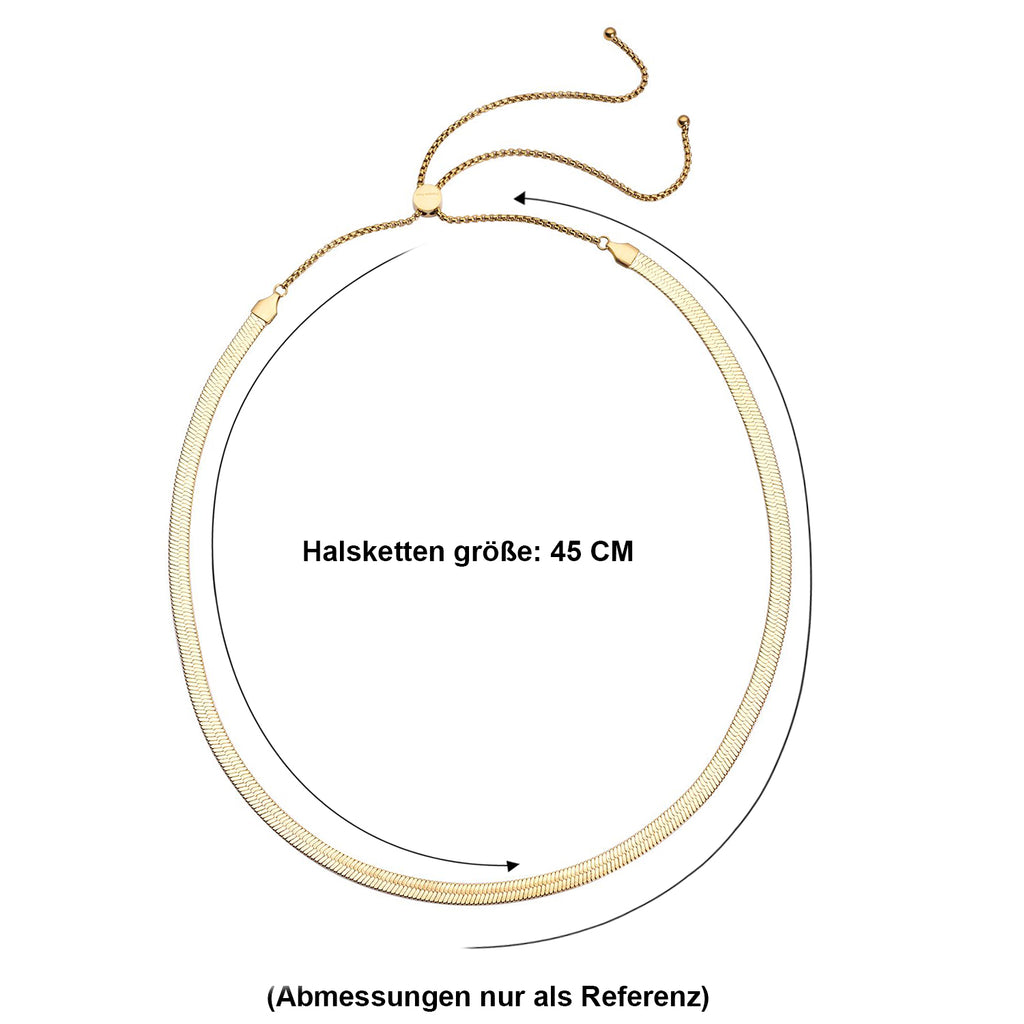 Seidige Fischgräten-Gliederkette, ca. 45 cm, 316L Edelstahl Goldfarben ca. 20,20g