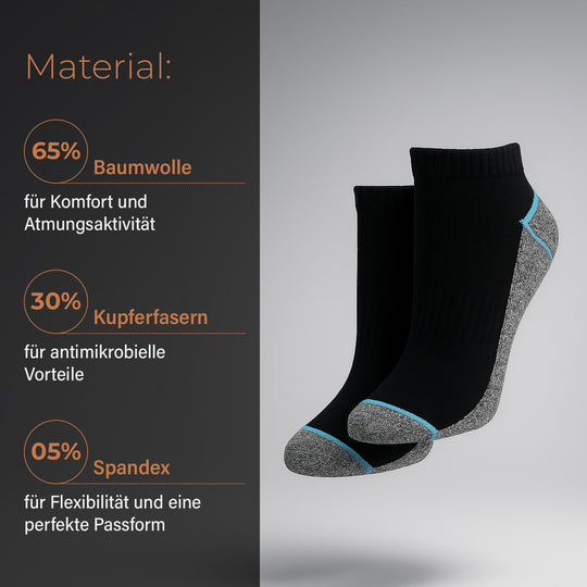 4er-Set Kupferfaser-Kompressions-Socken, Antibakteriell und Anti-Geruch, 36-40, schwarz-grau