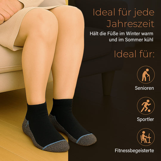 4er-Set Kupferfaser-Kompressions-Socken, Antibakteriell und Anti-Geruch, 36-40, schwarz-grau