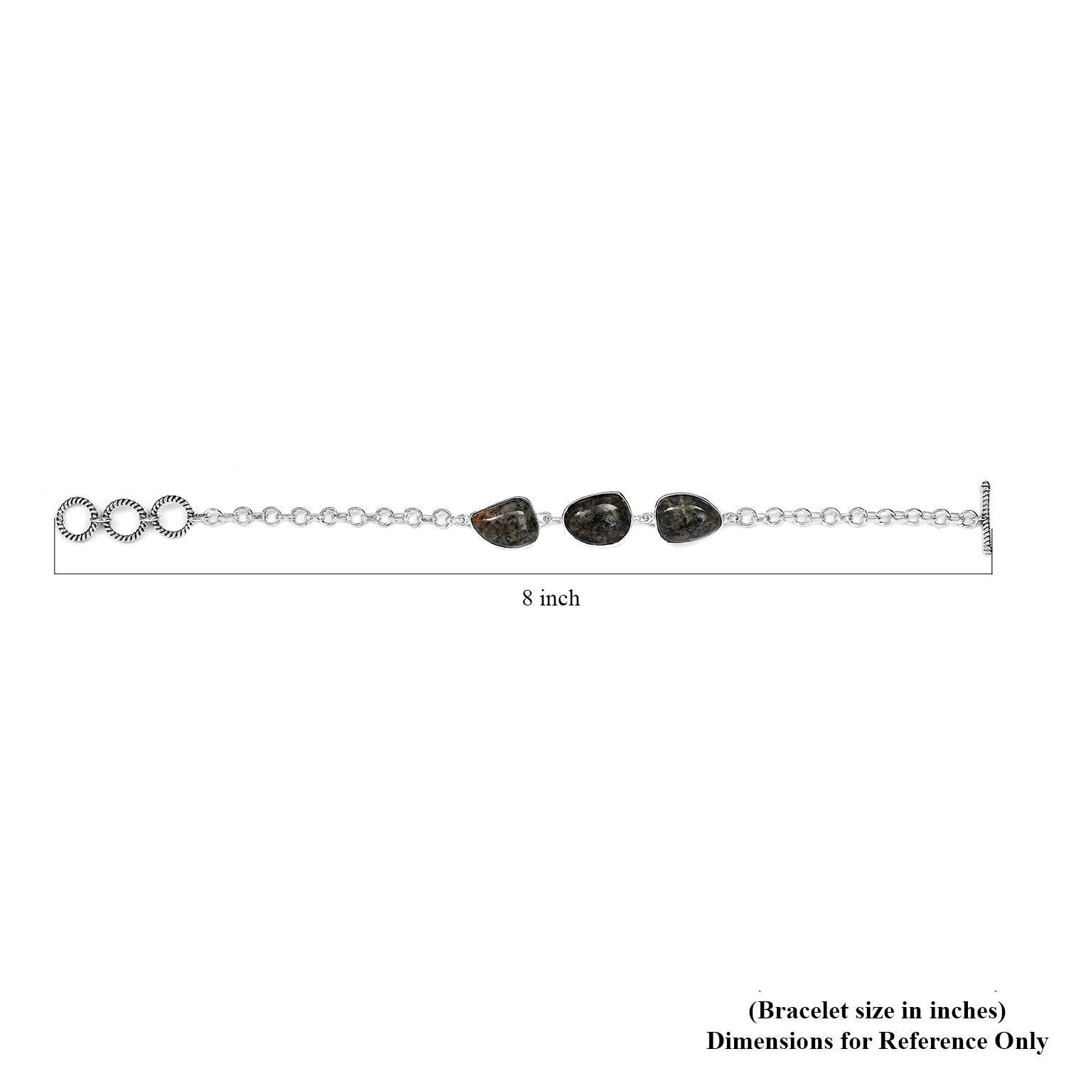 Handgearbeitetes, natürliches Yooperlith-Armband, ca. 19 cm, 925 Silber ca. 22.26 ct
