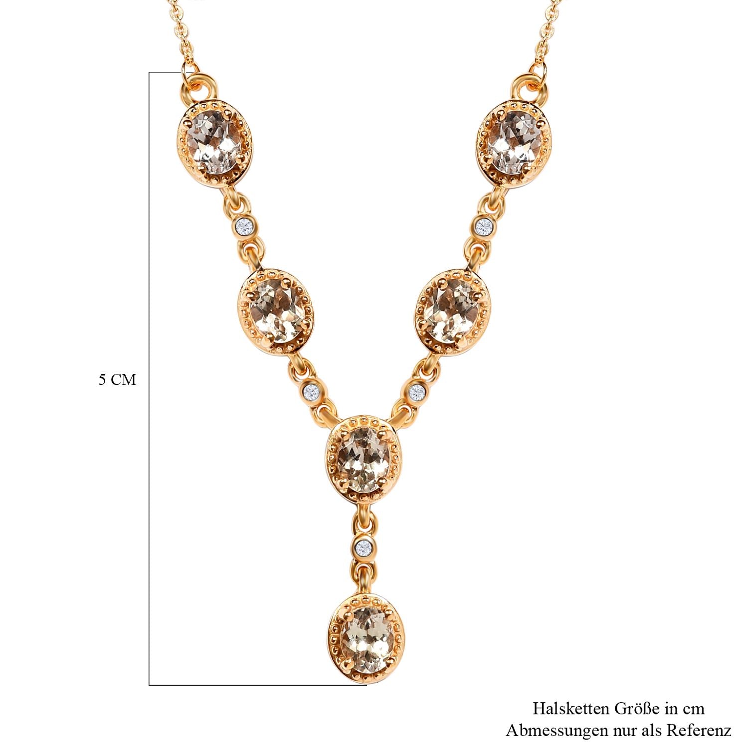 AAA Turkizit und weißes Zirkon Collier, ca. 45 cm, 925 Silber Gelbgold Vermeil ca. 2.42 ct