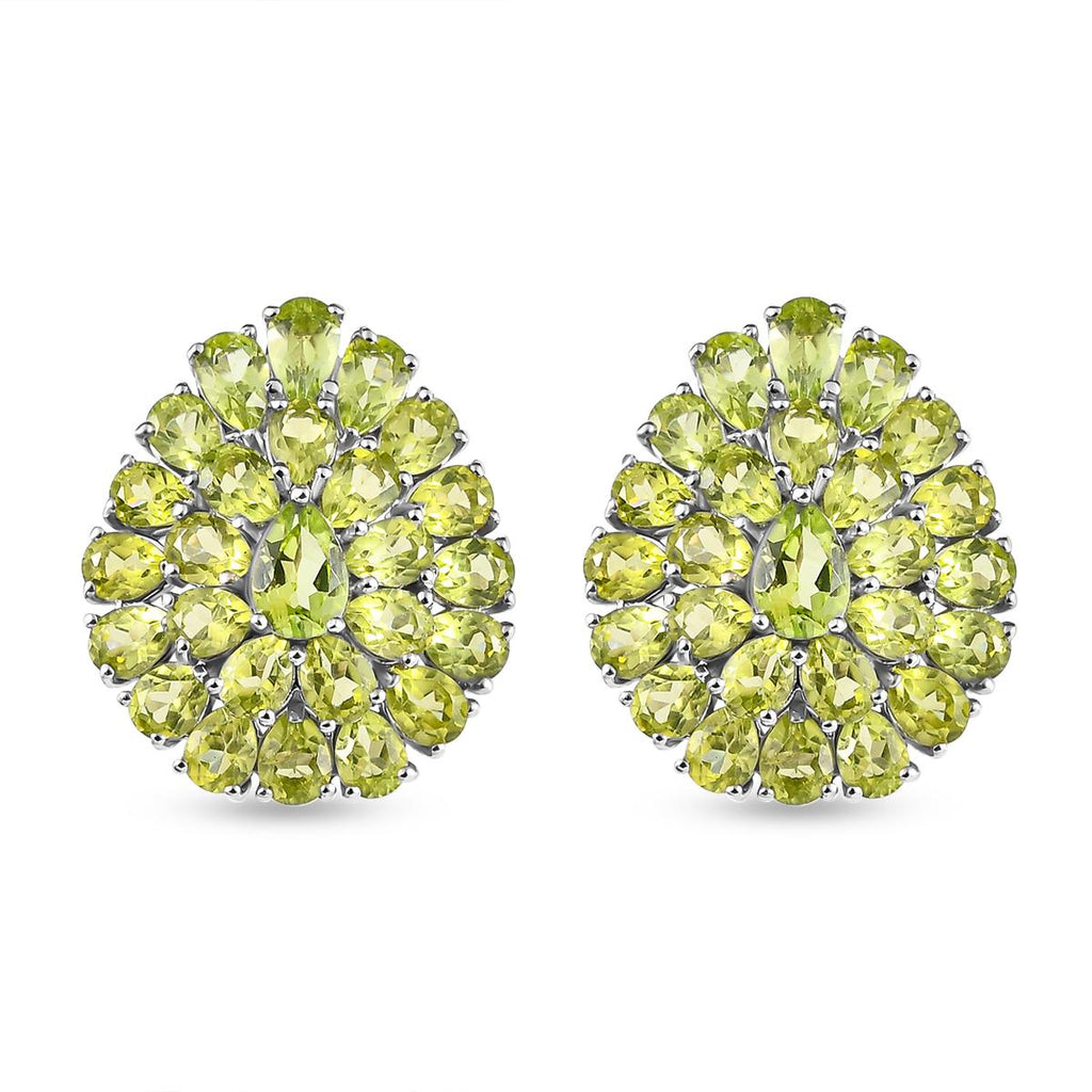 Natürliche Peridot-Ohrringe, 925 Silber platiniert, ca. 10.23 ct