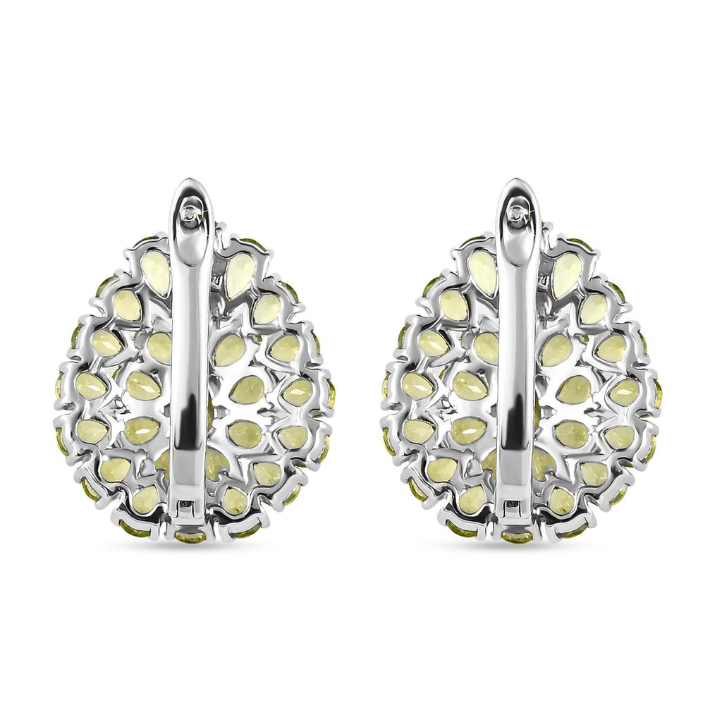 Natürliche Peridot-Ohrringe, 925 Silber platiniert, ca. 10.23 ct