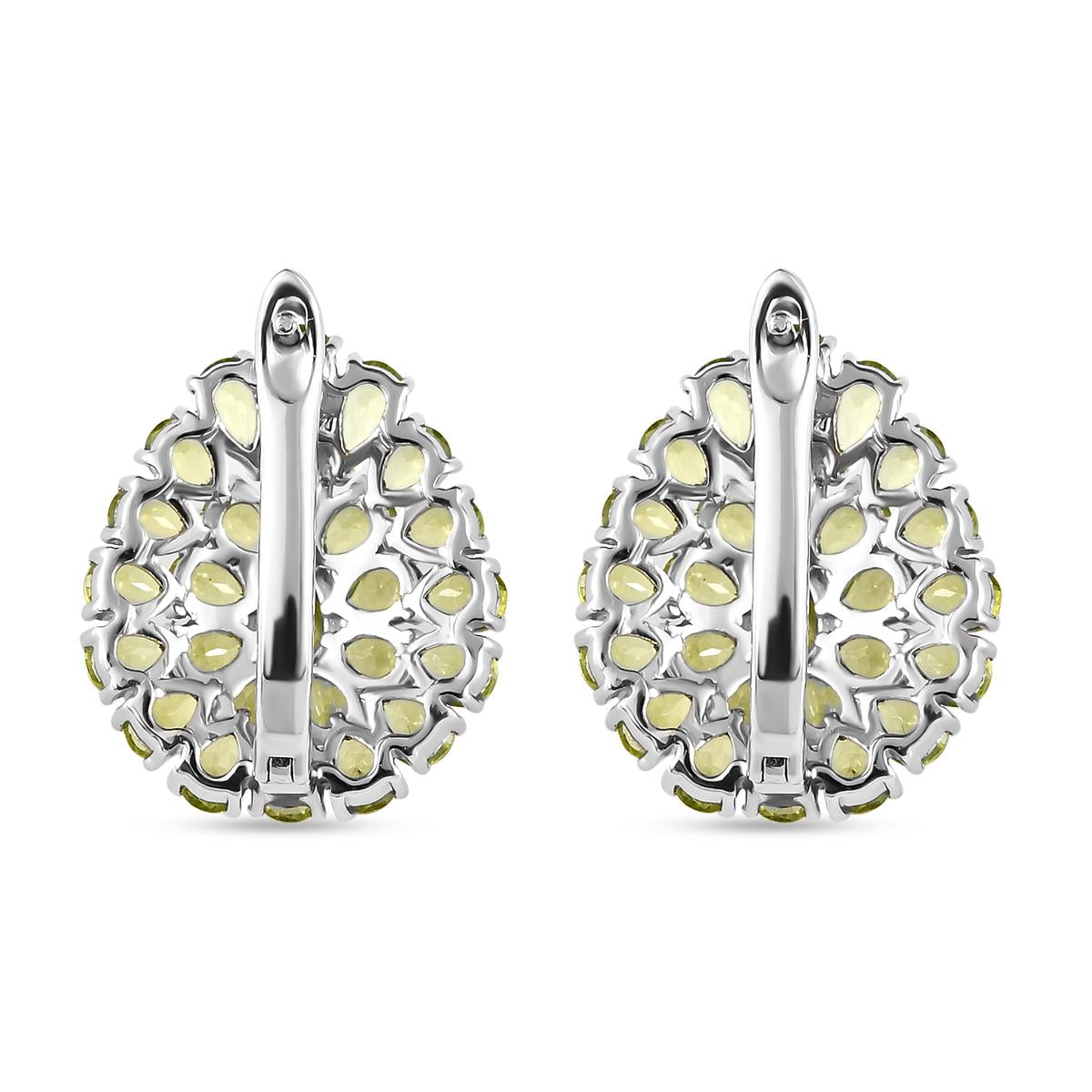 Natürliche Peridot-Ohrringe, 925 Silber platiniert, ca. 10.23 ct