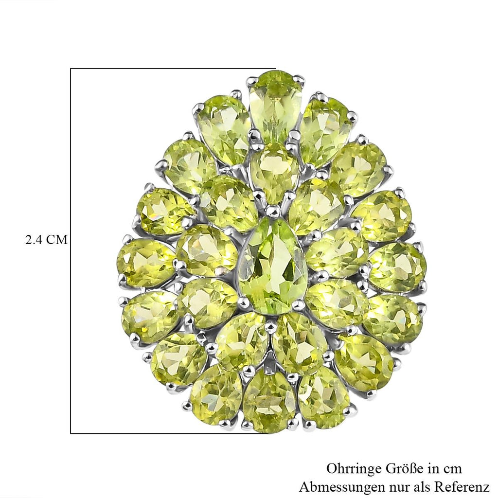 Natürliche Peridot-Ohrringe, 925 Silber platiniert, ca. 10.23 ct