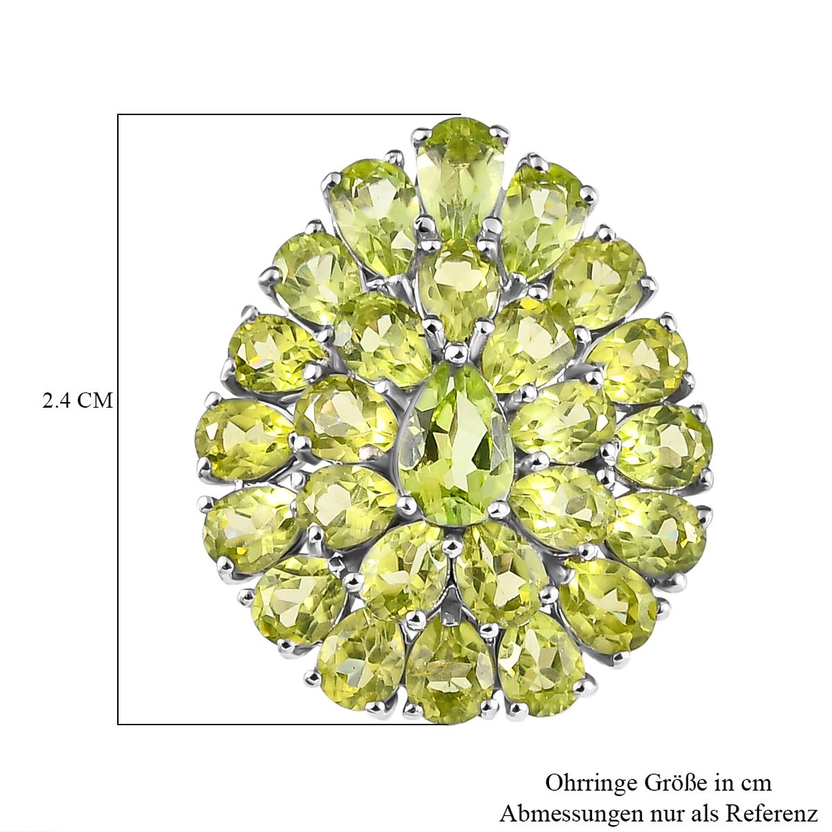 Natürliche Peridot-Ohrringe, 925 Silber platiniert, ca. 10.23 ct
