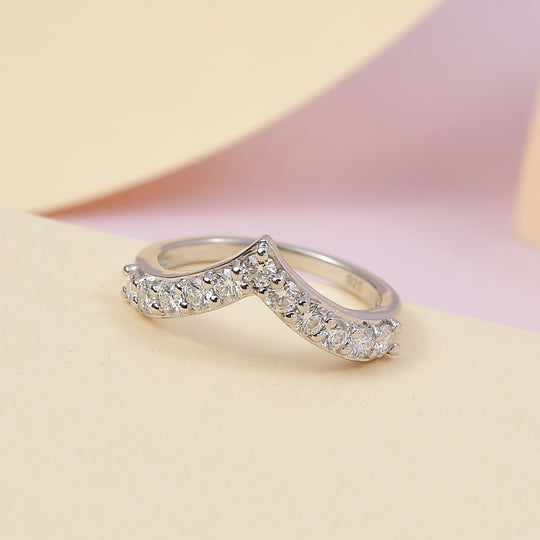 88 Facetten Moissanit Ring 925 Silber Platiniert (Größe 19.00) ca. 0,66 ct