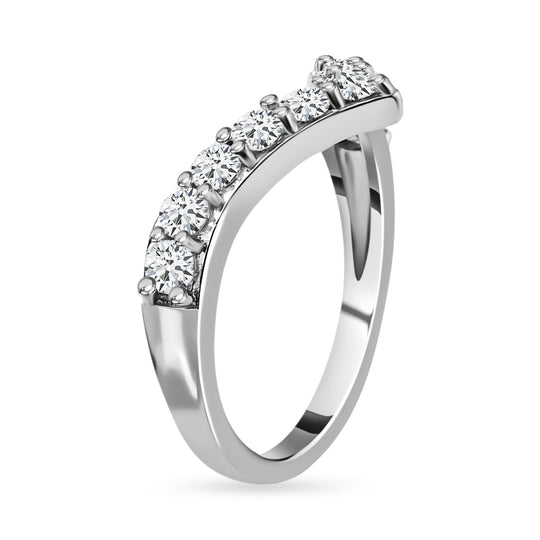 88 Facetten Moissanit Ring 925 Silber Platiniert (Größe 19.00) ca. 0,66 ct