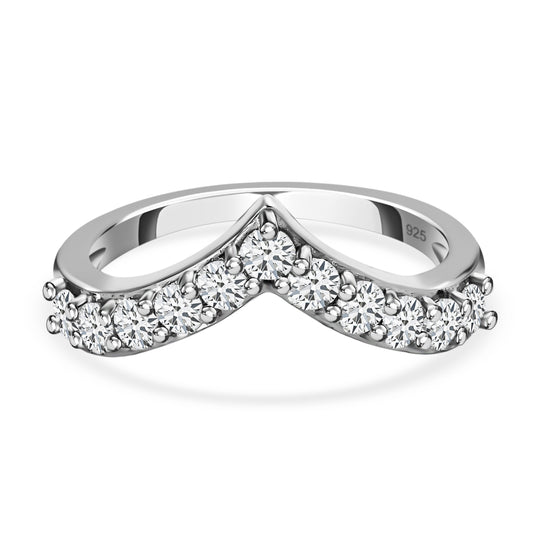 88 Facetten Moissanit Ring 925 Silber Platiniert (Größe 19.00) ca. 0,66 ct