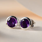 Natürliche, marokkanische Amethyst-Ohrringe, 925 Silber platiniert ca. 1.57 ct