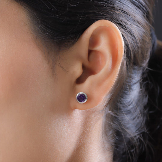 Natürliche, marokkanische Amethyst-Ohrringe, 925 Silber platiniert ca. 1.57 ct