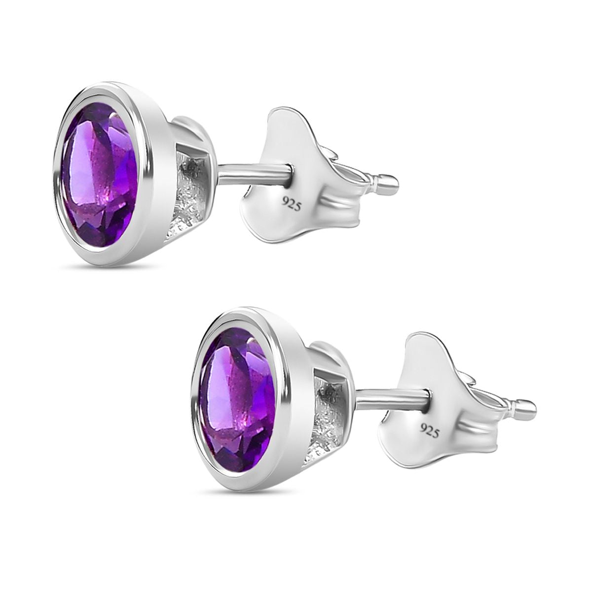 Natürliche, marokkanische Amethyst-Ohrringe, 925 Silber platiniert ca. 1.57 ct