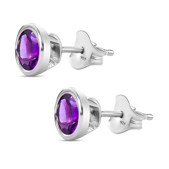 Natürliche, marokkanische Amethyst-Ohrringe, 925 Silber platiniert ca. 1.57 ct