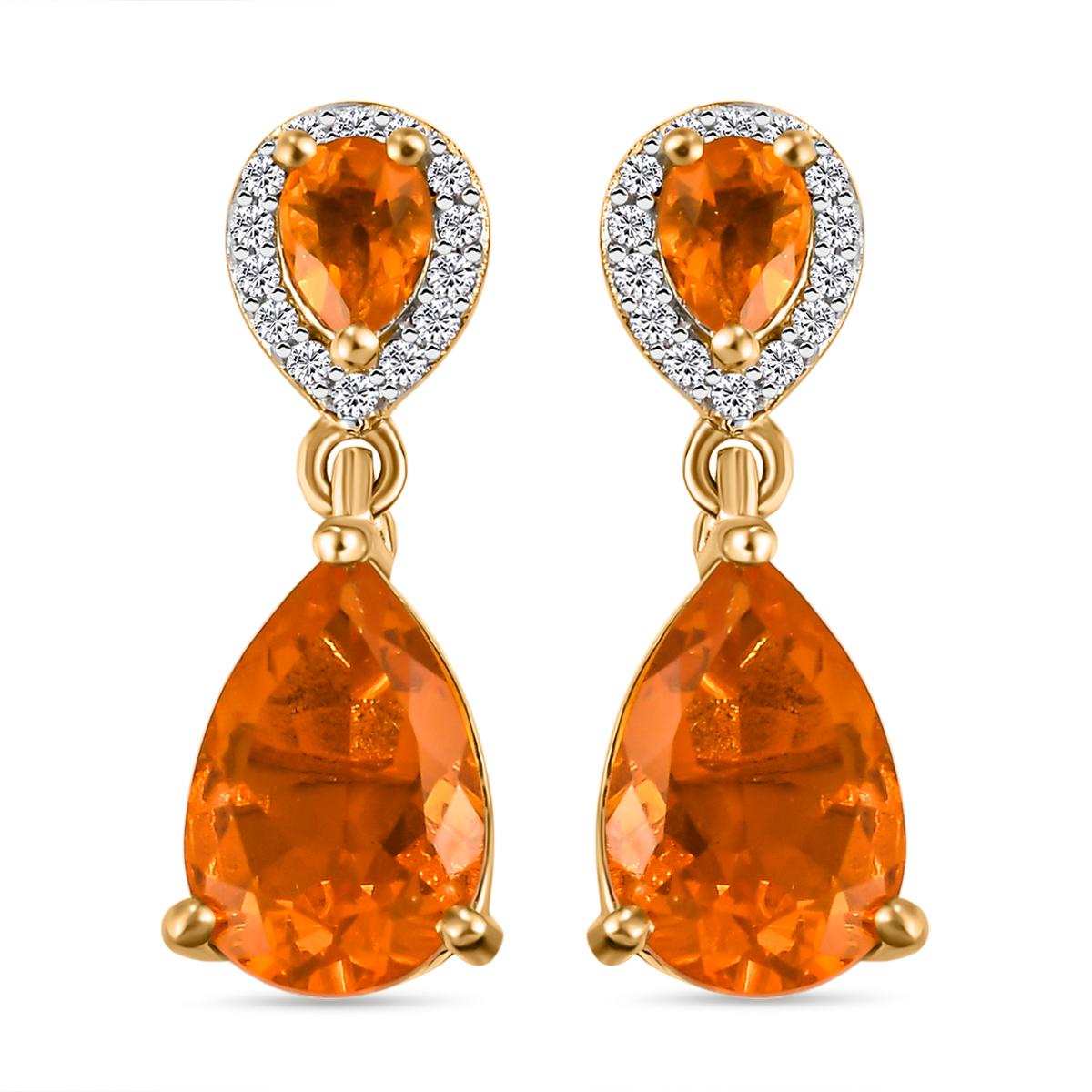 Salamanca Feueropal-Ohrringe, 925 Silber Gelbgold Vermeil ca. 2.11 ct