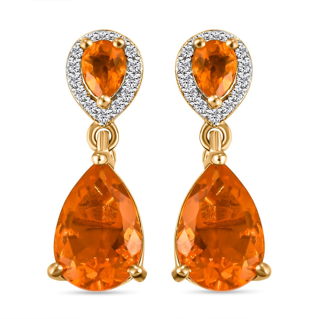 Salamanca Feueropal-Ohrringe, 925 Silber Gelbgold Vermeil ca. 2.11 ct