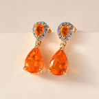 Salamanca Feueropal-Ohrringe, 925 Silber Gelbgold Vermeil ca. 2.11 ct