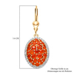 Salamanca Feueropal und weiße Zirkon-Ohrringe, 925 Silber Gelbgold Vermeil ca. 2,82 ct