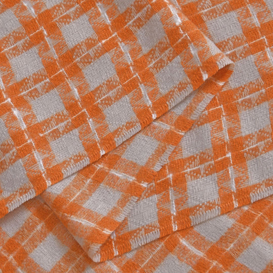 Karierter Schal mit Fransen, 70x180cm, Orange