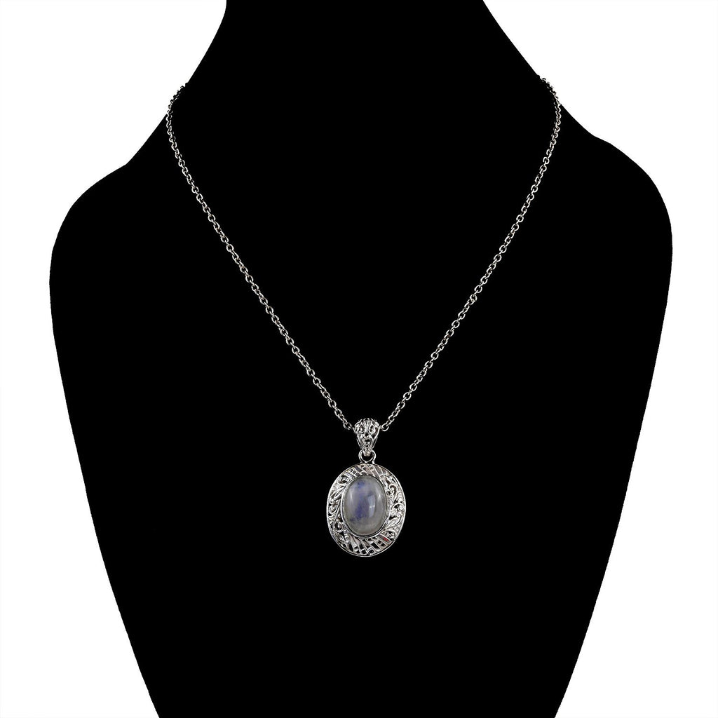 Royal Bali - Regenbogen Mondstein-Anhänger, 925 Silber ca. 13.00 ct
