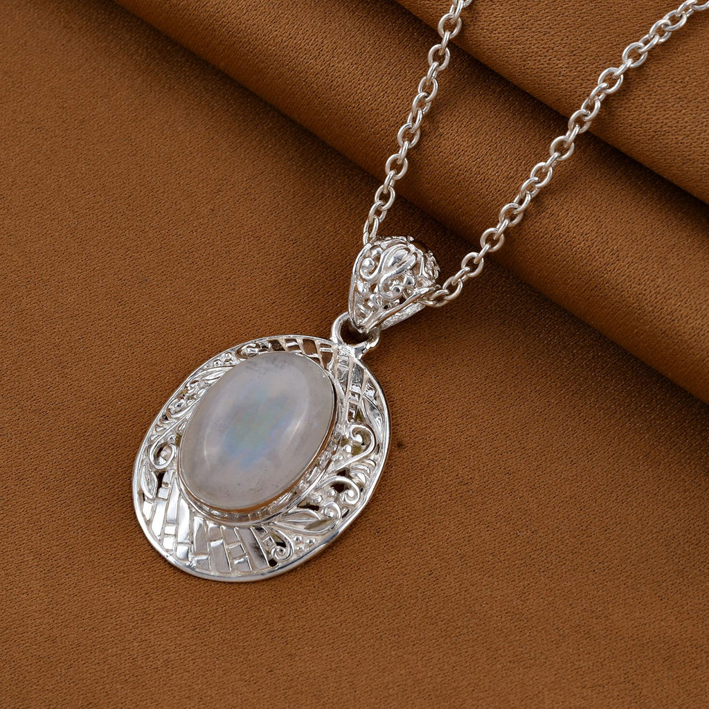 Royal Bali - Regenbogen Mondstein-Anhänger, 925 Silber ca. 13.00 ct