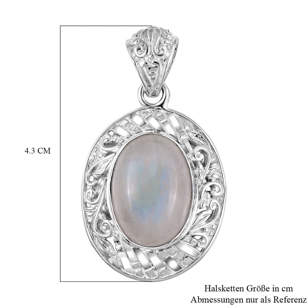 Royal Bali - Regenbogen Mondstein-Anhänger, 925 Silber ca. 13.00 ct