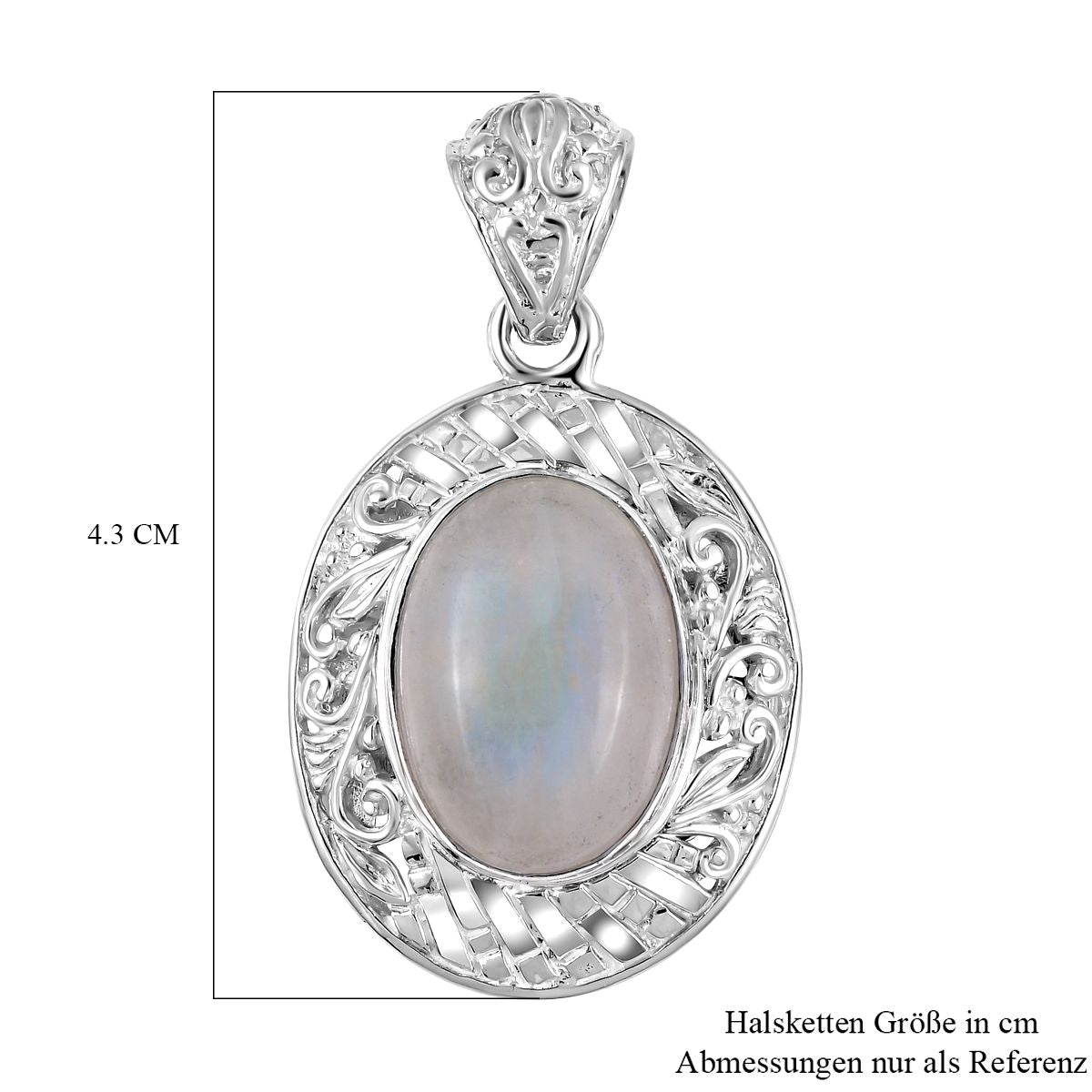 Royal Bali - Regenbogen Mondstein-Anhänger, 925 Silber ca. 13.00 ct