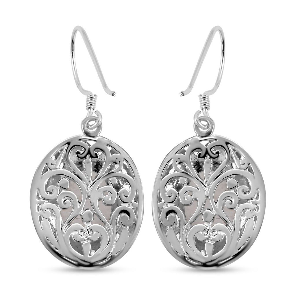 Royal Bali - Regenbogen Mondstein-Ohrringe, 925 Silber ca. 13,56 ct